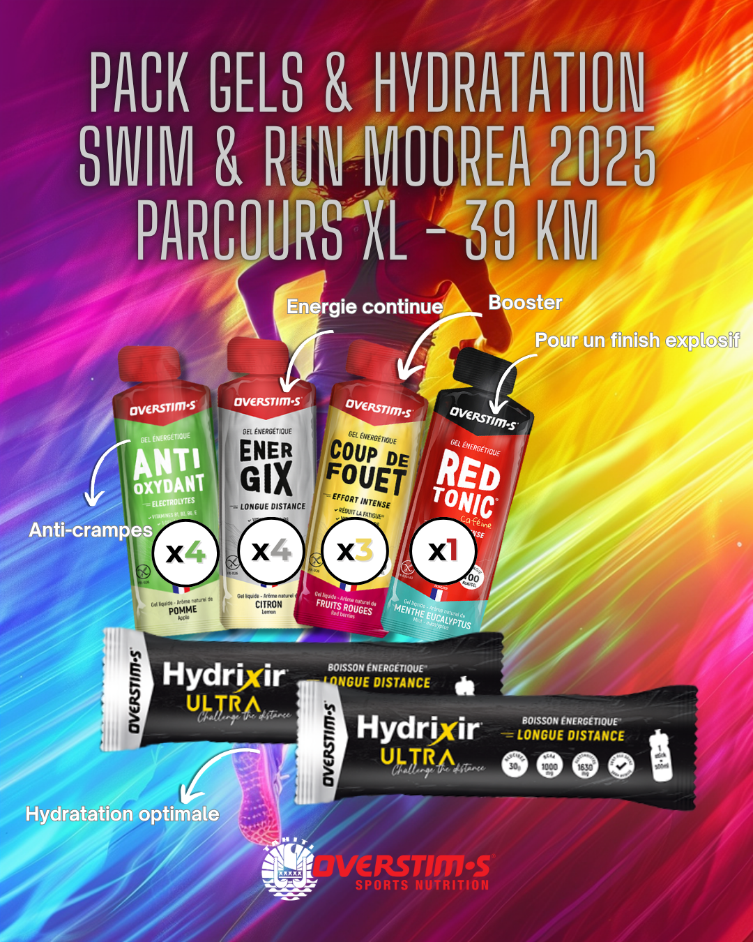 Pack gels Hydratation Swim Run Moorea 2025 Parcours XL